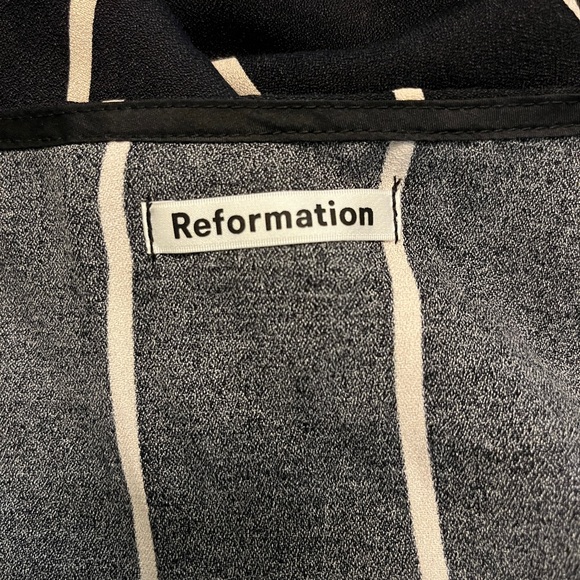 reformation black and white stripe button down blouse size medium - Picture 4 of 6